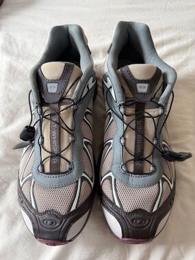 Salomon Lightweight Mesh Sneakers in Beige and Gray